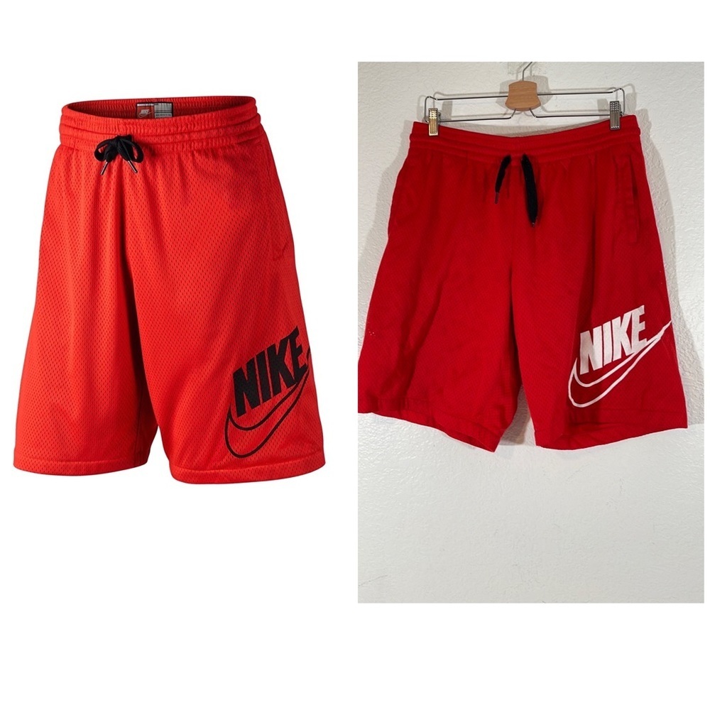 NIKE AW77 Franchise Mesh Athletic Red/White Shorts with Pockets Size Large